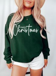 Christmas Crewneck Sweatshirt, Merry Christmas Sweatshirt, M
