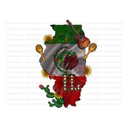 Mexican Illinois Flag, Illinois,Rose, Western Cactus, Mexico png, Cinco de Mayo, Western Digital Download, Png Sublimati