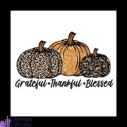 Grateful Thankful Blessed Pumpkin Png, Thanksgiving Png, Leopard Pumpkin Png
