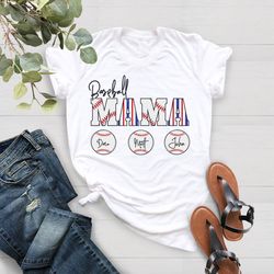 custom children name on baseball mom tshirt, cute baseball g