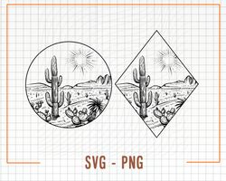 Cactus SVG File, Cactus Cut File, Desert Scene Svg, Cactus Scene svg, Mountain Scene Svg, Cactus Pat