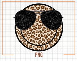 Distressed Smile Beach Vibes Png, Summer Png, Aviator Sunglasses Leopard Smile Face Png, Sublimation