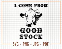 I Come From Good Stock Design Svg Png, Western Childrens Tshirt Design, Kids Cowboy Good Stock Svg,