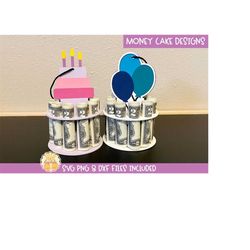 Birthday Money Cake SVG Bundle, Cardstock Money Cakes, Money Holder SVG, Cash Holder, DIY Birthday Gift, Cricut, Silhoue