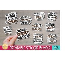 Christian Stickers Vol 2, 10 Downloadable Leopard Print Printable PNG Files, Religious, Quotes and Sayings, Print and Cu