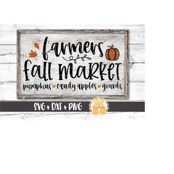 farmers fall market svg png dxf cut files, farmers market sign, autumn svg, pumpkins, candy apples, gourds, cricut, silh