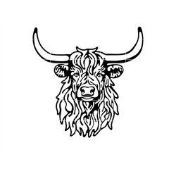 Higland Cow with Long Horn SVG, Cow Svg, Highland Cow svg, Cricut file, Silhouette file, Sublimation Prints w/ dxf, pdf,