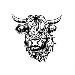 Baby Highland Cow Portrait svg, Vector highland cow png, Hairy cow svg, animal farm svg, cute highland cow svg - for cri