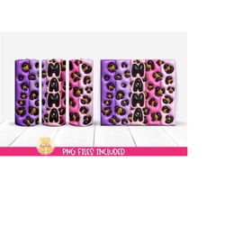 Mama 3d Puff Tumbler Wrap PNG, Mom Puffy 20 oz Skinny Tumbler Wraps, Inflated Bubble Designs for Sublimation, Leopard Pr