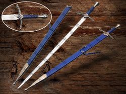 Custom Handmade Engraved Sword Elven King Sword Replica Sword with Scabbard Fantasy Sword Decorative Sword
