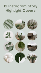 12 Greenery Instagram Highlight Icons. Green  Instagram Highlights Images.  Natural Instagram Highlights Icons.