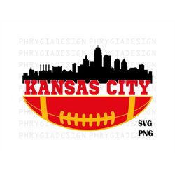 Kansas City Skyline Svg Png , Kansas City Svg , Chiefs Svg , Sports Svg , Football Svg , Digital Download , Instant Down
