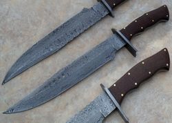 Custom Damascus Bowie knife Damascus, Bowie knife Hunting knife, Genuine Damascus Fixed blade, Camping Knife