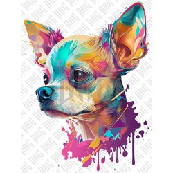 colorful chihuahua dog png | hand drawn dog breed png | chihuahua portrait png | dog graphic illustration | sublimation