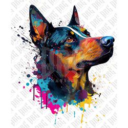colorful kelpie dog png | hand drawn dog breed png | kelpie portrait png | dog graphic illustration | sublimation design