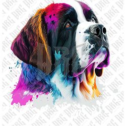 Bernard Dog PNG | Colorful Bernard Dog Breed Sublimation for Shirts Art Mugs Tumbler | Dog Portrait PNG | Dog Illustrati