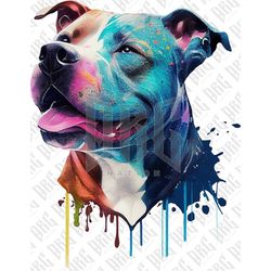 Colorful Staffordshire Terrier Dog png Sublimation Design Download, Hand Drawn Stafford png, Portrait png, Sublimation D