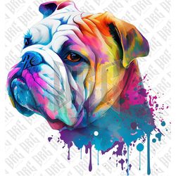 English Bulldog PNG | Colorful Bulldog Sublimation | Hand Drawn Bulldog Illustration | English bulldog Mom PNG | Shirt T