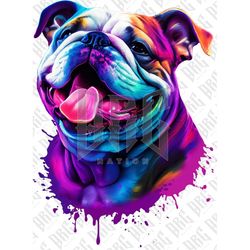 Colorful English bulldog PNG | Bulldog Sublimation | Hand Drawn Bulldog Portrait Illustration | English bulldog Mom PNG