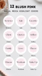 12 Blush Pink Elegant Words Instagram Highlight Icons. Beautiful  Instagram Highlights Covers.