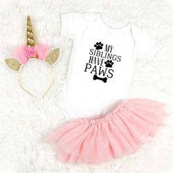 Pregnancy Reveal Bodysuit, Pregnancy Announcement Bodysuit, Baby Shower Gift, My Siblings Have Paws T-shirt, Gift for Pr