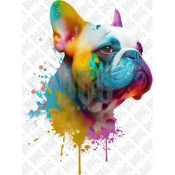 French Bulldog PNG | Colorful Bulldog Sublimation | Hand Drawn Bulldog Illustration | French bulldog Mom | Shirt Tumbler