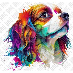 Colorful Spaniel Dog PNG | Hand Drawn Dog Breed PNG | Spaniel Portrait PNG | Dog Graphic Illustration | Sublimation Desi