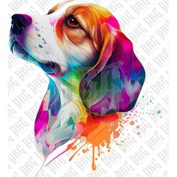 Colorful Beagle Dog PNG | Hand Drawn Dog Breed PNG | Beagle Portrait PNG | Dog Graphic Illustration | Sublimation Design