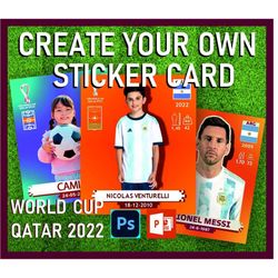 Custom Sticker Football Card | Personalized Stickers Soccer World Cup Qatar 2022 | Printable Kids | Digital | Photoshop