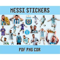 Lionel Messi 24 Sticker Bundle | Stickers Soccer World Cup | Set Stickers | to print | Digital | PNG | Instant Download