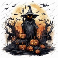 Witch Pumpkin Halloween Png, Pumpkin Halloween Sublimation Png, Halloween PNG file, Witch Hat, Bat Png, Halloween Design