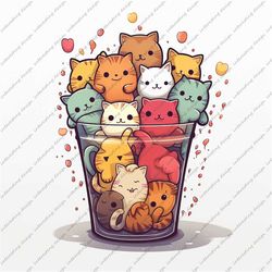 cute kitten png, teacup cat, t-shirt png, water cup cat, cute cattimely download