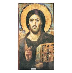 Christ Pantocrator Sinai - Jesus Closed Gospel Book |  Printing on the canvas (levkas) mounted on wood | Size 18 x 10 cm
