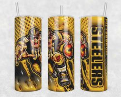 Pittsburgh Steelers 3D Inflated Tumbler Wrap, Steelers Mascot 3D Inflated PNG, NFL Tumbler Template
