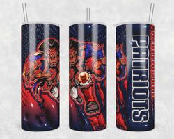 New England Patriots 3D Inflated Tumbler Wrap, Patriots Mascot 3D Inflated PNG, NFL Tumbler Template