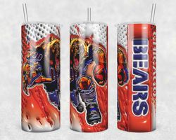 Chicago Bears 3D Inflated Tumbler Wrap, Bears Mascot 3D Inflated PNG, NFL Tumbler Template