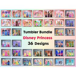 36 Files Disney Princess Tumbler Bundle Png, Tumbler Template, Magical Kingdom Png, Family Trip Tumbler Wrap, Princess T