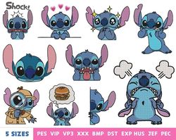 10 Cute blue cartoon's  Stitch embroidery designs -  Stitch embroidery design files - Stitch - 10 formats, 5 sizes