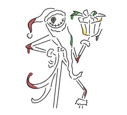 Nightmare Before Christmas Line Art Embroidery Design: Jack Christmas Pattern