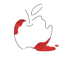 Snow White Apple Line Art Design Embroidery: The Symbol of Enchantment