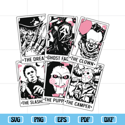 Horror Characters Tarot Card SVG, Halloween Svg, Horror svg, Horror friends svg, Halloween Gift