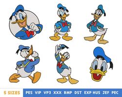 6 ducks embroidery design - machine embroidery design files - Donald duck cartoon embroidery - 10 formats, 5 sizes