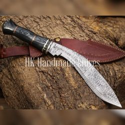 Hand Forged Damascus Kukri knife Hunting Bowie Knife Camping knife Birthday Gift Groomsmen Gift Personalized Gift