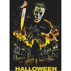 Halloween Crystal Lake Horror Tshirt Png Michael Myers Murder Michael in fire Tshirt gift idea Hockey mask Horror Man &