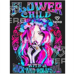 Mothers day Flower Child Hippie Png Rock and Roll Soul Image Hippy Girl Flower Power File Pretty Floral Woman Png
