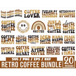 Retro Coffee Svg Bundle, Retro coffee svg, coffee svg, iced coffee svg, wavy coffee svg, hippie svg, aesthetic svg, tren