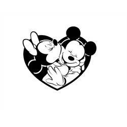 Mickey Minnie Kissing Svg, Eps,Dxf, Ai, Cdr Vector Files for Cricut, Silhouette, Cutting Plotter, Png File for Sublimati