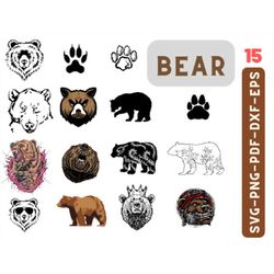bears svg bundle grizzly svg bear head cricut teddy bear cut file mama bear svg cartoon bear silhouette black bear png t