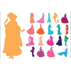 Princess silhouette svg bundle,princess clipart,Princess silhouette svg,princess vector,Bundle Svg Files for Cricut