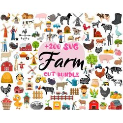 200 farm svg, farm silhouette, farm clipart, barn svg, farm life svg, farm truck svg, farm animals svg, country svg, tra